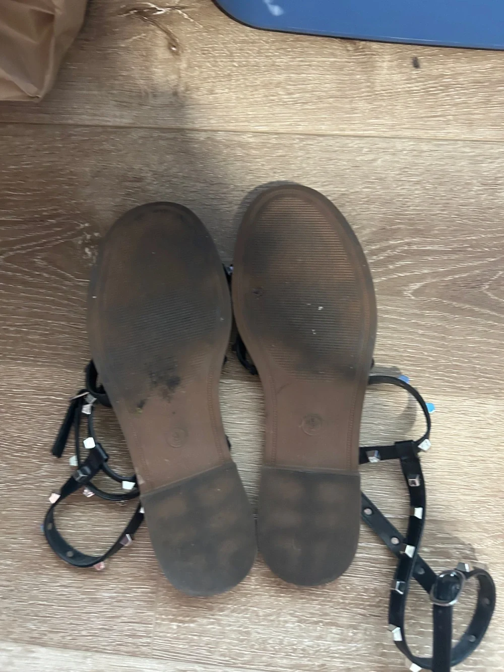 a new day Black Studded Strappy Sandals